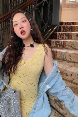 3D Floral Hollow Out Two-Piece Sling Dress for Women - Unique Waist-Cinching Design for Spring Summer 2025 - Y2K Style