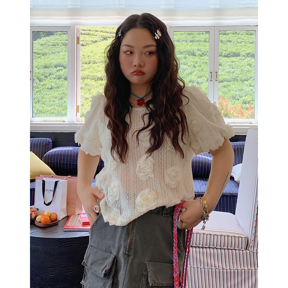 3D Floral Lace T-Shirt for Women, Short Sleeve, Summer 2025 Unique Design, Y2K Inspired Top 3D Floral Lace T-Shirt for Women, Short Sleeve, Summer 2025 Unique Design, Y2K Inspired Top