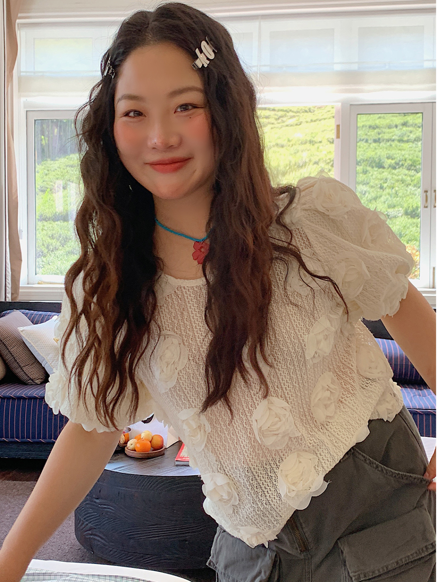 3D Floral Lace T-Shirt for Women, Short Sleeve, Summer 2025 Unique Design, Y2K Inspired Top 3D Floral Lace T-Shirt for Women, Short Sleeve, Summer 2025 Unique Design, Y2K Inspired Top