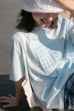 3D Letter Short Sleeve T-Shirt for Women - Loose Fit Summer Top - Trendy 2025 Style