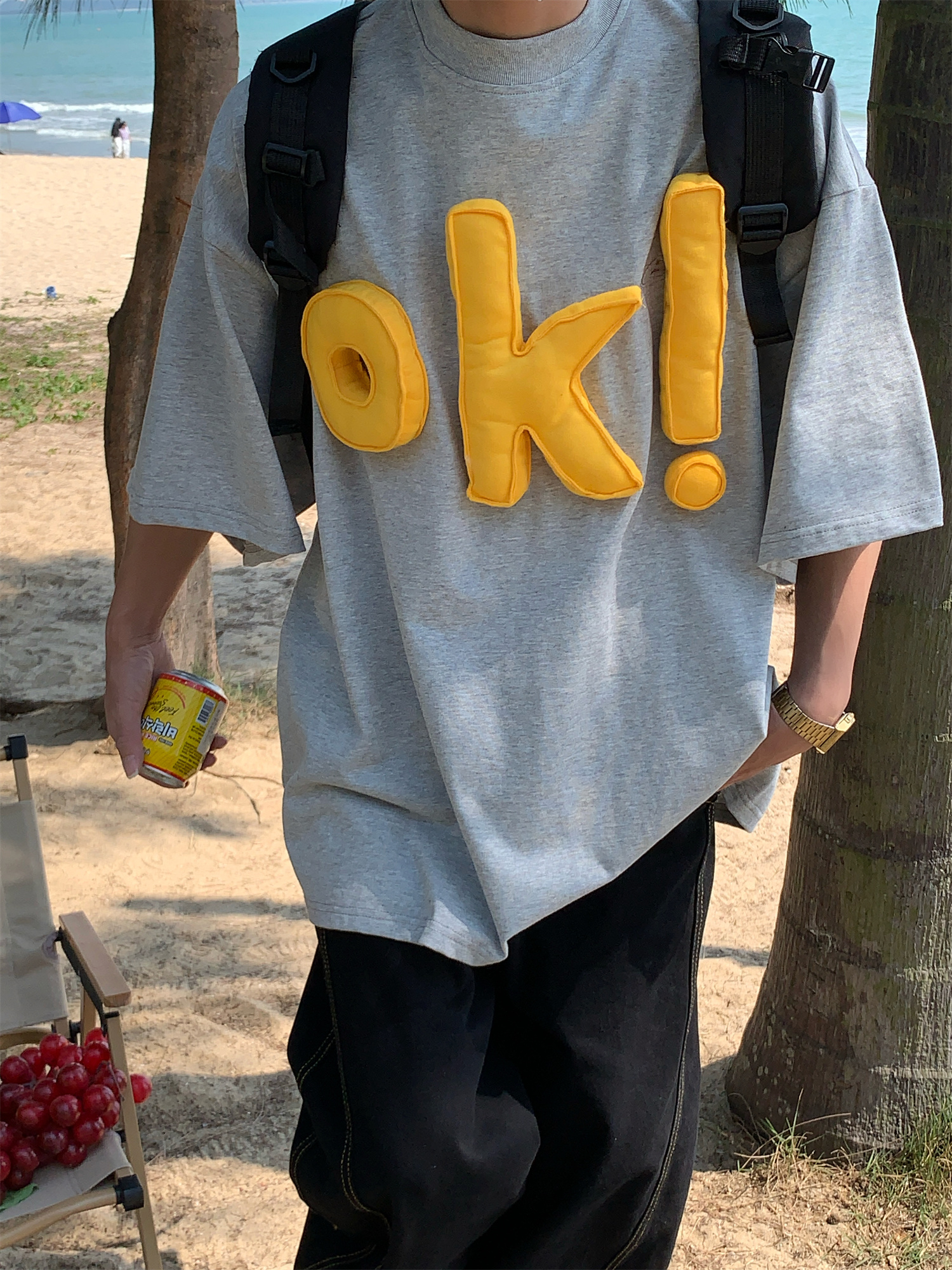 3D OK Letter Printed Short Sleeve T-Shirt for Men and Women, Casual Summer Loose Fit Vintage Style Tee 3D OK Letter Printed Short Sleeve T-Shirt for Men and Women, Casual Summer Loose Fit Vintage Style Tee