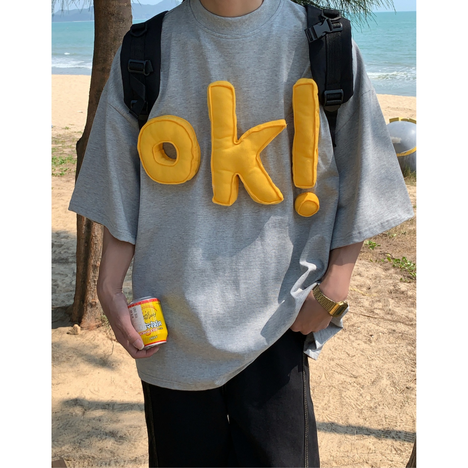 3D OK Letter Short Sleeve T-Shirt for Men and Women, Loose Fit Unisex Summer Tee, Vintage-Inspired Casual Wear 3D OK Letter Short Sleeve T-Shirt for Men and Women, Loose Fit Unisex Summer Tee, Vintage-Inspired Casual Wear