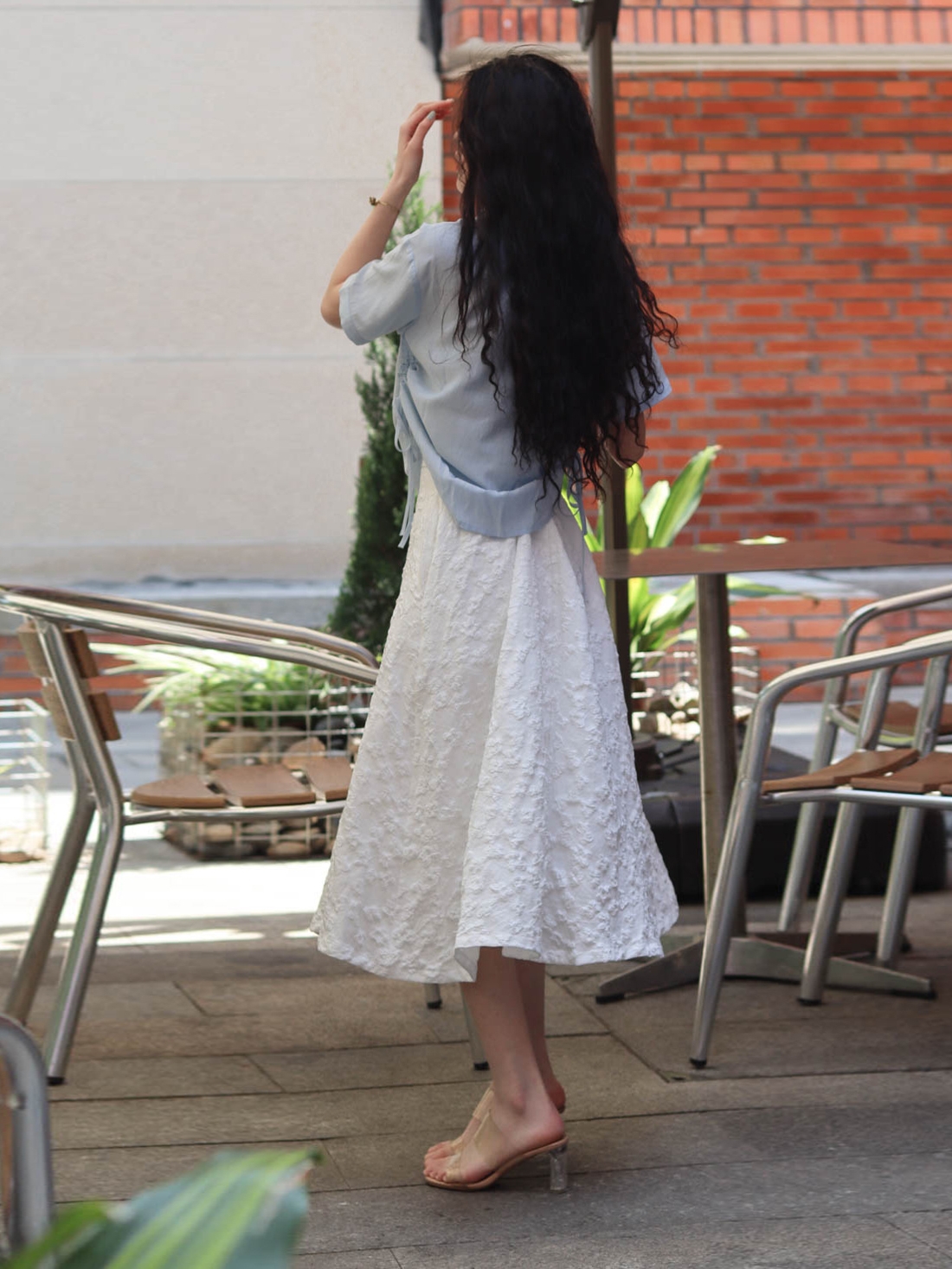 3D Relief Floral Umbrella Skirt with Pockets, High-Waisted A-Line, Vintage Black and White, Women's Spring Summer Fashion 3D Relief Floral Umbrella Skirt with Pockets, High-Waisted A-Line, Vintage Black and White, Women's Spring Summer Fashion