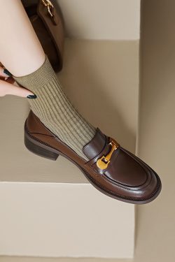 4.5 cm Italian-Style Soft Sole Leather Shoes with Metal Buckle - Comfortable Fashion Footwear