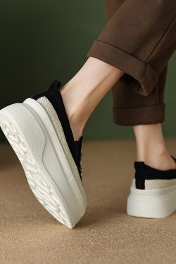 6 cm Thick-Soled Slip-On Loafers for Women - Italian-Style Genuine Leather Soft Sole Comfortable Footwear