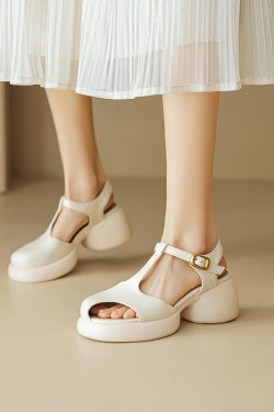 7 cm Thick-Soled Italian-Style Genuine Leather Sandals - Comfortable Soft Sole Fashion for Outdoor Versatility