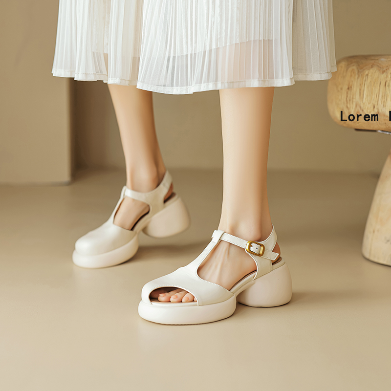 7 cm Thick-Soled Italian-Style Genuine Leather Sandals - Comfortable Soft Sole Fashion for Outdoor Versatility 7 cm Thick-Soled Italian-Style Genuine Leather Sandals - Comfortable Soft Sole Fashion for Outdoor Versatility