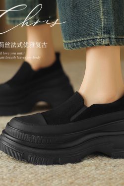 8 cm Italian-Style Soft Sole Genuine Leather Thick-Soled Shoes for Petite Women - Comfortable Spring and Autumn Footwear