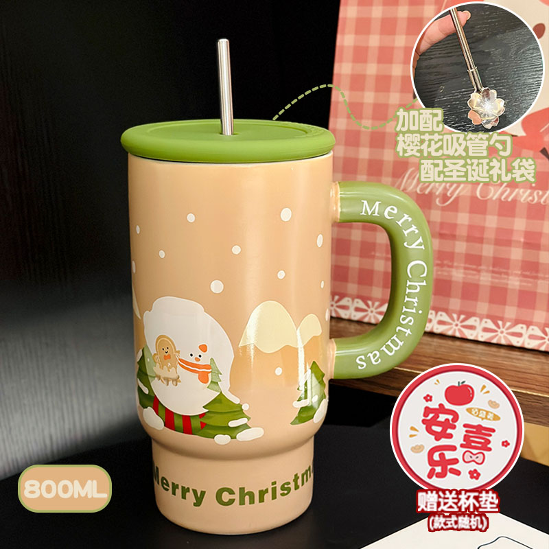 800ml Ceramic Straight Body Mug - Extra Large Capacity, Aesthetic Design, Perfect Gift for Girls and Friends, Stylish Straw Water Cup 800ml Ceramic Straight Body Mug - Extra Large Capacity, Aesthetic Design, Perfect Gift for Girls and Friends, Stylish Straw Water Cup