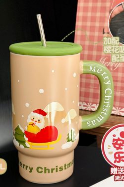 800ml Ceramic Straight Body Mug - Extra Large Capacity, Aesthetic Design, Perfect Gift for Girls and Friends, Stylish Straw Water Cup