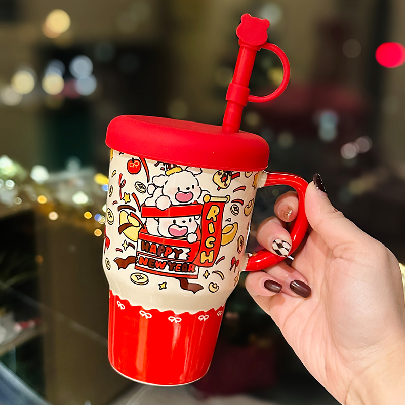 800ml Ceramic Straight Body Mug - Extra Large Capacity, Aesthetic Design, Perfect Gift for Girls and Friends, Stylish Straw Water Cup 800ml Ceramic Straight Body Mug - Extra Large Capacity, Aesthetic Design, Perfect Gift for Girls and Friends, Stylish Straw Water Cup