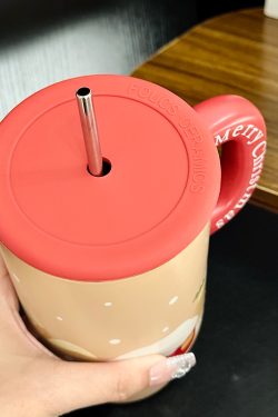 800ml Ceramic Straight Body Mug - Extra Large Capacity, Aesthetic Design, Perfect Gift for Girls and Friends, Stylish Straw Water Cup