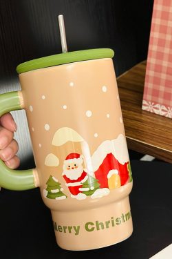 800ml Ceramic Straight Body Mug - Extra Large Capacity, Aesthetic Design, Perfect Gift for Girls and Friends, Stylish Straw Water Cup