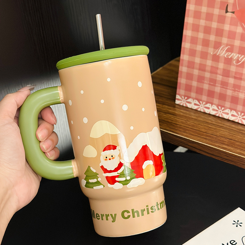 800ml Ceramic Straight Body Mug - Extra Large Capacity, Aesthetic Design, Perfect Gift for Girls and Friends, Stylish Straw Water Cup 800ml Ceramic Straight Body Mug - Extra Large Capacity, Aesthetic Design, Perfect Gift for Girls and Friends, Stylish Straw Water Cup