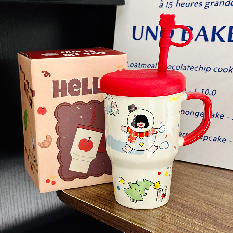 800ml Ceramic Straight Body Mug - Extra Large Capacity, Aesthetic Design, Perfect Gift for Girls and Friends, Stylish Straw Water Cup 800ml Ceramic Straight Body Mug - Extra Large Capacity, Aesthetic Design, Perfect Gift for Girls and Friends, Stylish Straw Water Cup