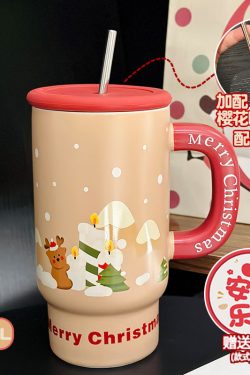 800ml Ceramic Straight Body Mug - Extra Large Capacity, Aesthetic Design, Perfect Gift for Girls and Friends, Stylish Straw Water Cup