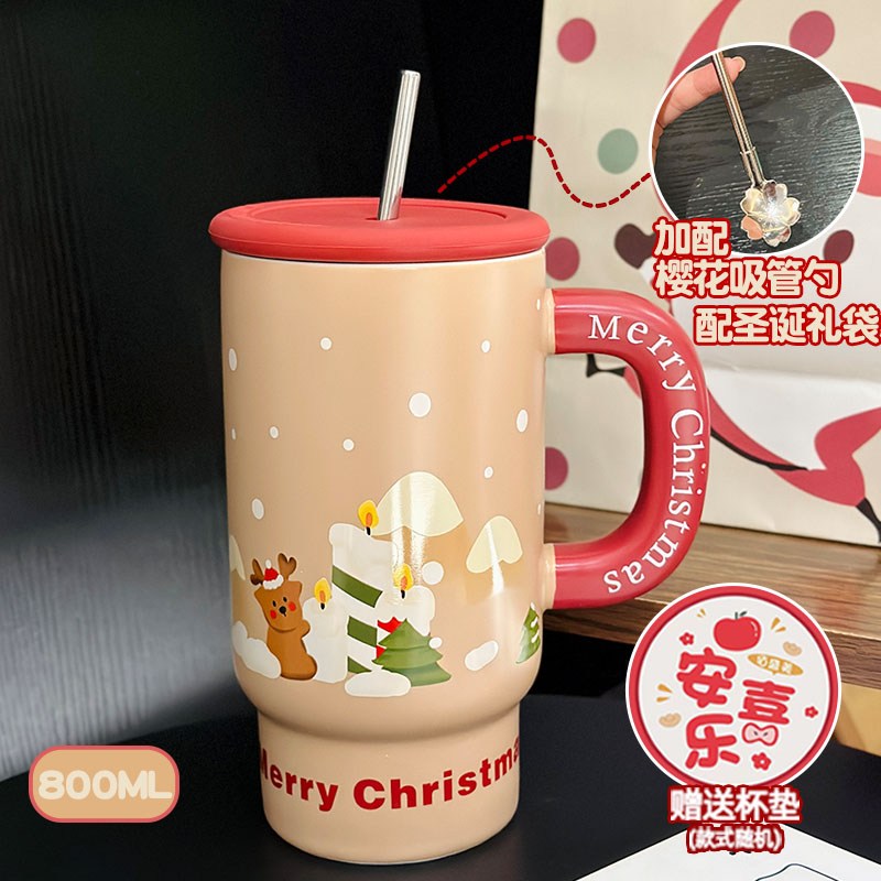 800ml Ceramic Straight Body Mug - Extra Large Capacity, Aesthetic Design, Perfect Gift for Girls and Friends, Stylish Straw Water Cup 800ml Ceramic Straight Body Mug - Extra Large Capacity, Aesthetic Design, Perfect Gift for Girls and Friends, Stylish Straw Water Cup