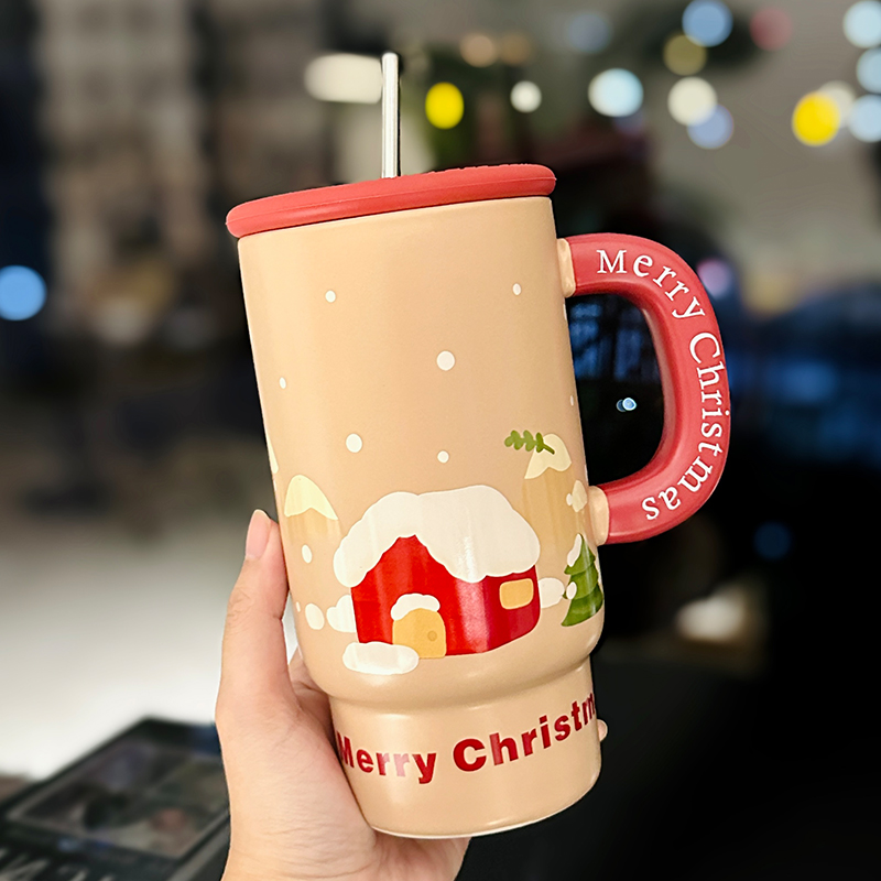 800ml Ceramic Straight Body Mug - Extra Large Capacity, Aesthetic Design, Perfect Gift for Girls and Friends, Stylish Straw Water Cup 800ml Ceramic Straight Body Mug - Extra Large Capacity, Aesthetic Design, Perfect Gift for Girls and Friends, Stylish Straw Water Cup