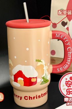 800ml Ceramic Straight Body Mug - Extra Large Capacity, Aesthetic Design, Perfect Gift for Girls and Friends, Stylish Straw Water Cup