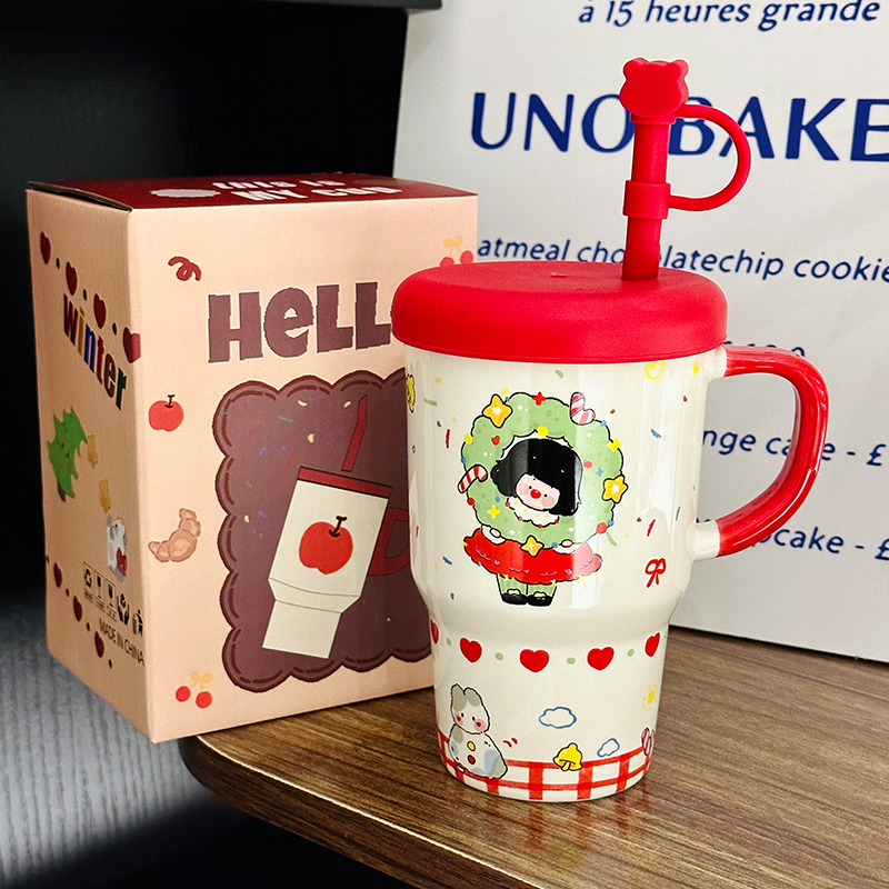 800ml Ceramic Straight Body Mug - Extra Large Capacity, Aesthetic Design, Perfect Gift for Girls and Friends, Stylish Straw Water Cup 800ml Ceramic Straight Body Mug - Extra Large Capacity, Aesthetic Design, Perfect Gift for Girls and Friends, Stylish Straw Water Cup