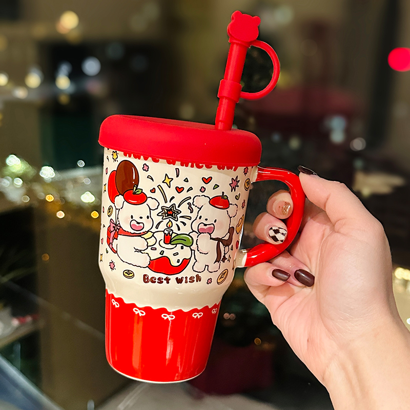 800ml Ceramic Straight Body Mug - Extra Large Capacity, Aesthetic Design, Perfect Gift for Girls and Friends, Stylish Straw Water Cup 800ml Ceramic Straight Body Mug - Extra Large Capacity, Aesthetic Design, Perfect Gift for Girls and Friends, Stylish Straw Water Cup