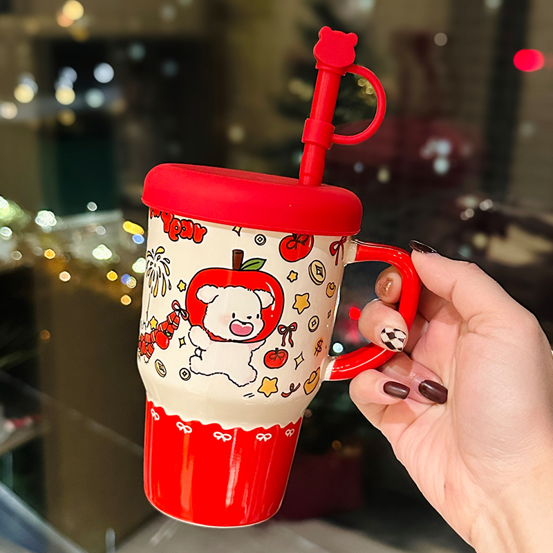 800ml Ceramic Straight Body Mug - Extra Large Capacity, Aesthetic Design, Perfect Gift for Girls and Friends, Stylish Straw Water Cup 800ml Ceramic Straight Body Mug - Extra Large Capacity, Aesthetic Design, Perfect Gift for Girls and Friends, Stylish Straw Water Cup