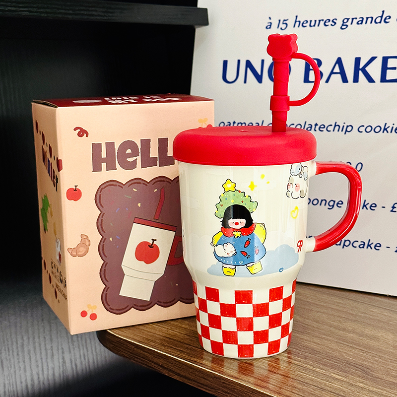 800ml Ceramic Straight Body Mug - Extra Large Capacity, Aesthetic Design, Perfect Gift for Girls and Friends, Stylish Straw Water Cup 800ml Ceramic Straight Body Mug - Extra Large Capacity, Aesthetic Design, Perfect Gift for Girls and Friends, Stylish Straw Water Cup