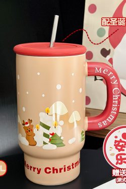 800ml Ceramic Straight Body Mug - Extra Large Capacity, Aesthetic Design, Perfect Gift for Girls and Friends, Stylish Straw Water Cup