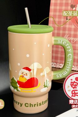 800ml Ceramic Straight Body Mug - Extra Large Capacity, Aesthetic Design, Perfect Gift for Girls and Friends, Stylish Straw Water Cup