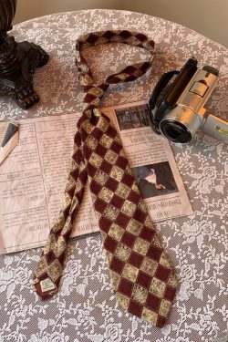 90s Retro Hong Kong Style Floral Bow Tie Shirt Accessory - Handmade Versatile Long Tie for Y2K Fashion