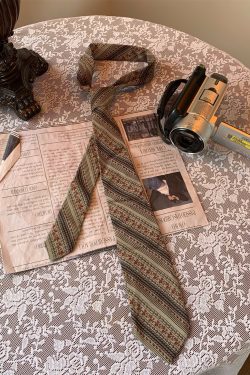 90s Retro Hong Kong Style Floral Bow Tie Shirt Accessory - Handmade Versatile Long Tie for Y2K Fashion