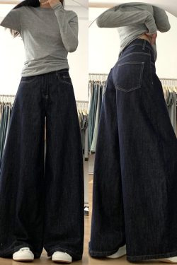 A-Line Wide-Leg Denim Pants for Women, Loose Fit, Casual Style, Flattering for Pear-Shaped Figures, 2025 Trendy Fashion