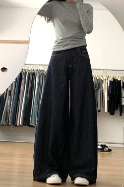 A-Line Wide-Leg Denim Pants for Women, Loose Fit, Casual Style, Flattering for Pear-Shaped Figures, 2025 Trendy Fashion