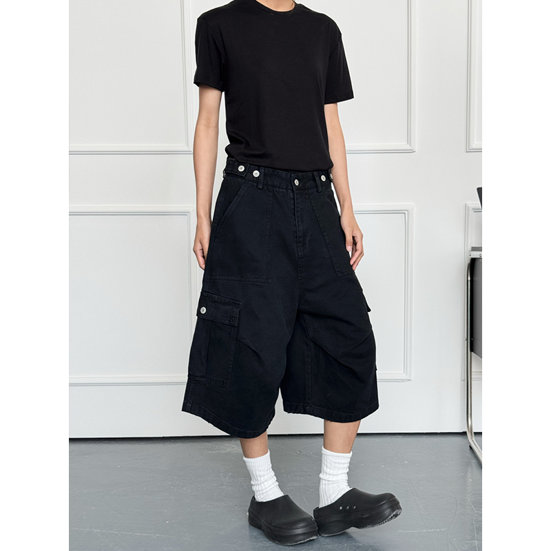 Adjustable Waistband Button Work Shorts for Men & Women - Casual Loose Fit Straight Shorts for Everyday Wear Adjustable Waistband Button Work Shorts for Men & Women - Casual Loose Fit Straight Shorts for Everyday Wear