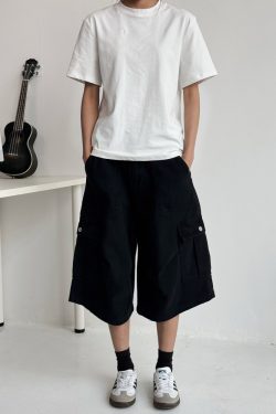 Adjustable Waistband Button Work Shorts for Men & Women - Casual Loose Fit Straight Shorts for Everyday Wear