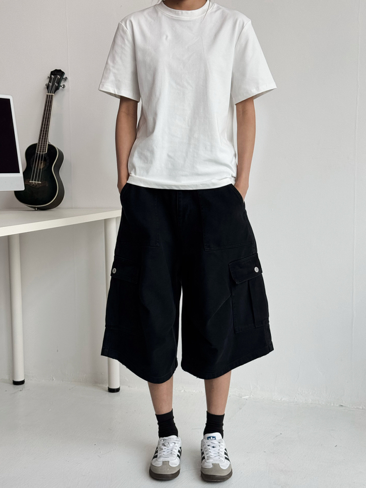 Adjustable Waistband Button Work Shorts for Men & Women - Casual Loose Fit Straight Shorts for Everyday Wear Adjustable Waistband Button Work Shorts for Men & Women - Casual Loose Fit Straight Shorts for Everyday Wear