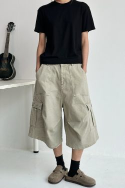 Adjustable Waistband Button Work Shorts for Men & Women - Casual Loose Fit Straight Shorts for Everyday Wear