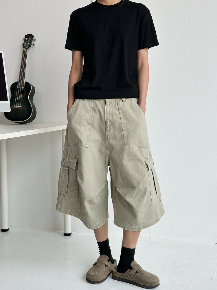 Adjustable Waistband Button Work Shorts for Men & Women - Casual Loose Fit Straight Shorts for Everyday Wear Adjustable Waistband Button Work Shorts for Men & Women - Casual Loose Fit Straight Shorts for Everyday Wear