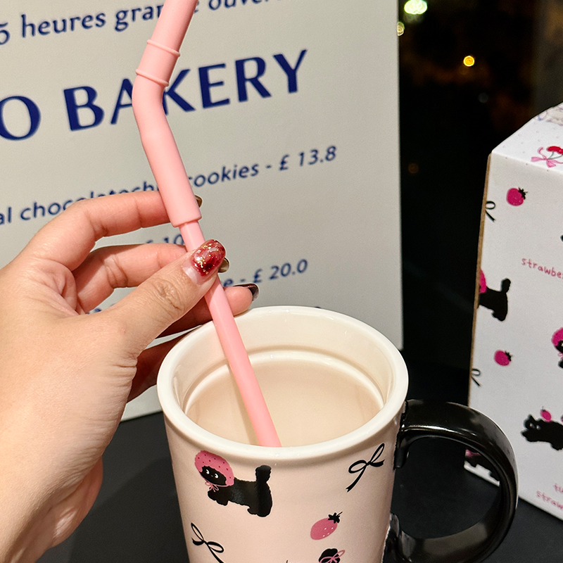 Adorable Cat Mug for Girls - 520ml Ceramic Cup with Straw, Cute Ton-Ton Design, Perfect for Everyday Use and Gifts Adorable Cat Mug for Girls - 520ml Ceramic Cup with Straw, Cute Ton-Ton Design, Perfect for Everyday Use and Gifts