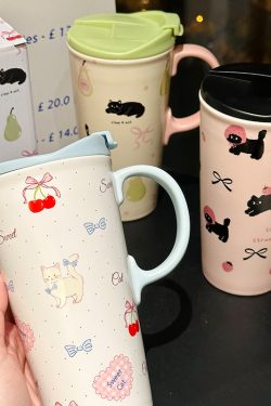 Adorable Cat Mug for Girls - 520ml Ceramic Cup with Straw, Cute Ton-Ton Design, Perfect for Everyday Use and Gifts