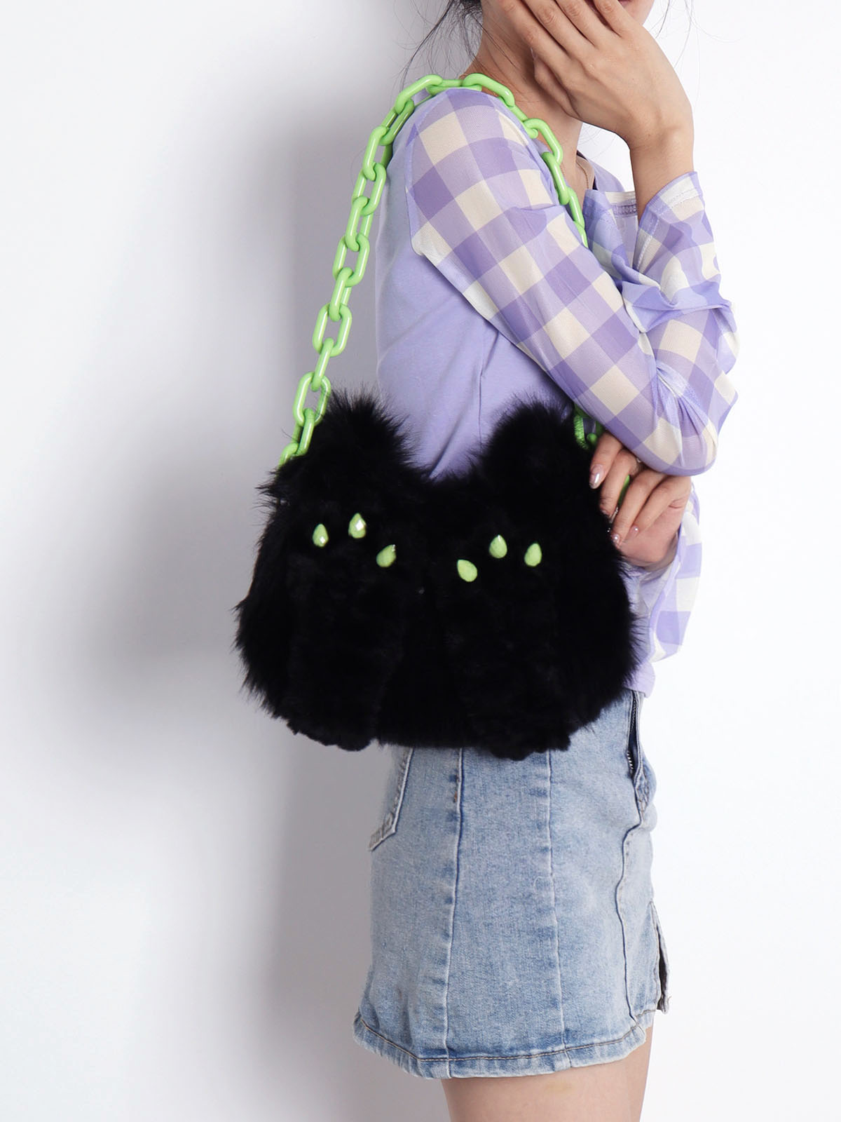 Adorable Plush Little Black Cat Crossbody Bag - Soft Autumn Collection, Cute Student Shoulder Bag for Niche Style Lovers Adorable Plush Little Black Cat Crossbody Bag - Soft Autumn Collection, Cute Student Shoulder Bag for Niche Style Lovers