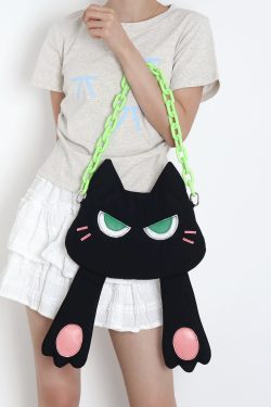 Adorable Plush Little Black Cat Crossbody Bag - Soft Autumn Collection, Cute Student Shoulder Bag for Niche Style Lovers