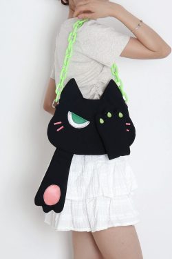 Adorable Plush Little Black Cat Crossbody Bag - Soft Autumn Collection, Cute Student Shoulder Bag for Niche Style Lovers