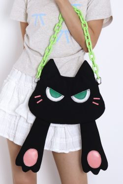 Adorable Plush Little Black Cat Crossbody Bag - Soft Autumn Collection, Cute Student Shoulder Bag for Niche Style Lovers