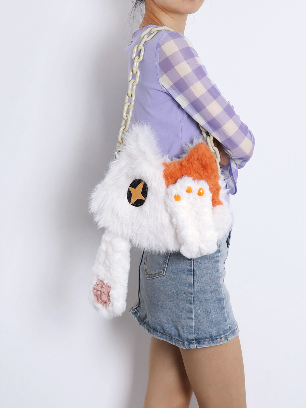 Adorable Plush Orange Cat Crossbody Bag for Women - Soft Face-Covering Shoulder Bag, 2024 Autumn Niche Style Adorable Plush Orange Cat Crossbody Bag for Women - Soft Face-Covering Shoulder Bag, 2024 Autumn Niche Style