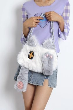 Adorable Plush Orange Cat Crossbody Bag for Women - Soft Face-Covering Shoulder Bag, 2024 Autumn Niche Style