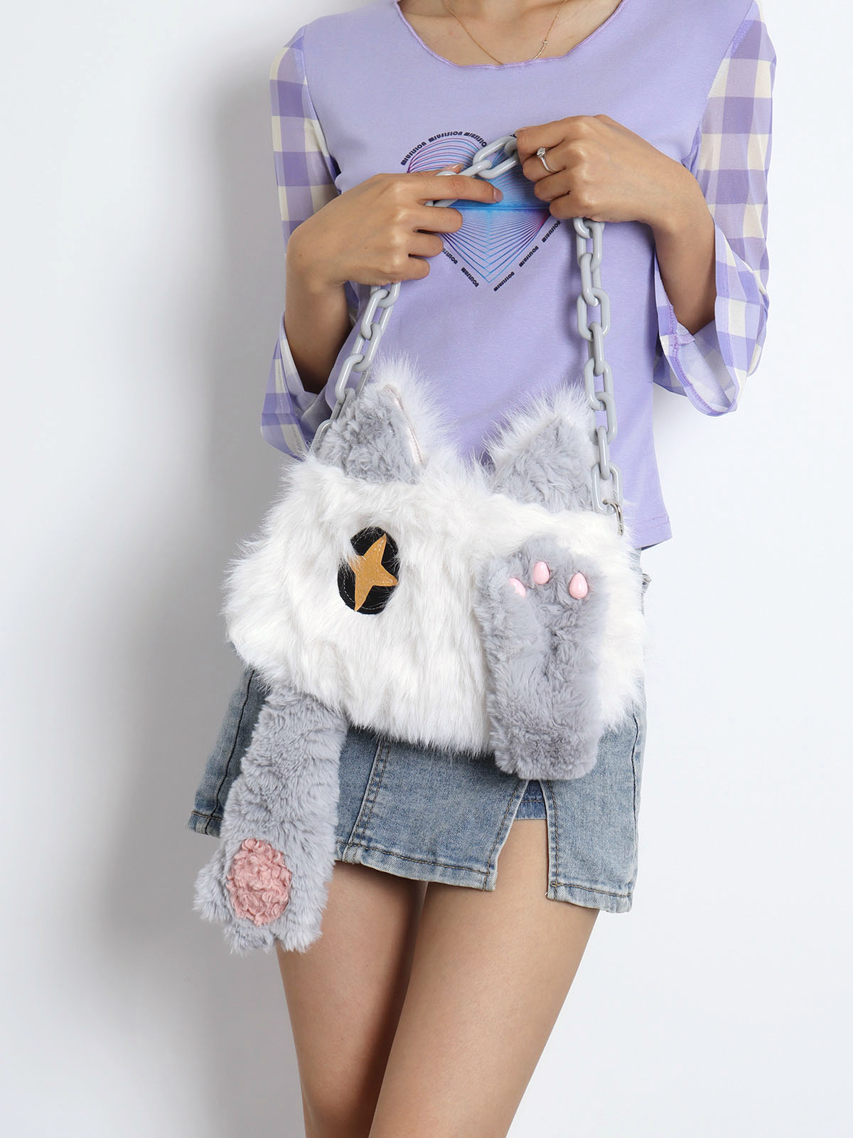 Adorable Plush Orange Cat Crossbody Bag for Women - Soft Face-Covering Shoulder Bag, 2024 Autumn Niche Style Adorable Plush Orange Cat Crossbody Bag for Women - Soft Face-Covering Shoulder Bag, 2024 Autumn Niche Style