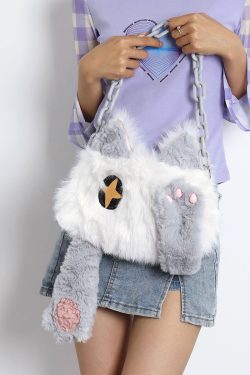 Adorable Plush Orange Cat Crossbody Bag for Women - Soft Face-Covering Shoulder Bag, 2024 Autumn Niche Style