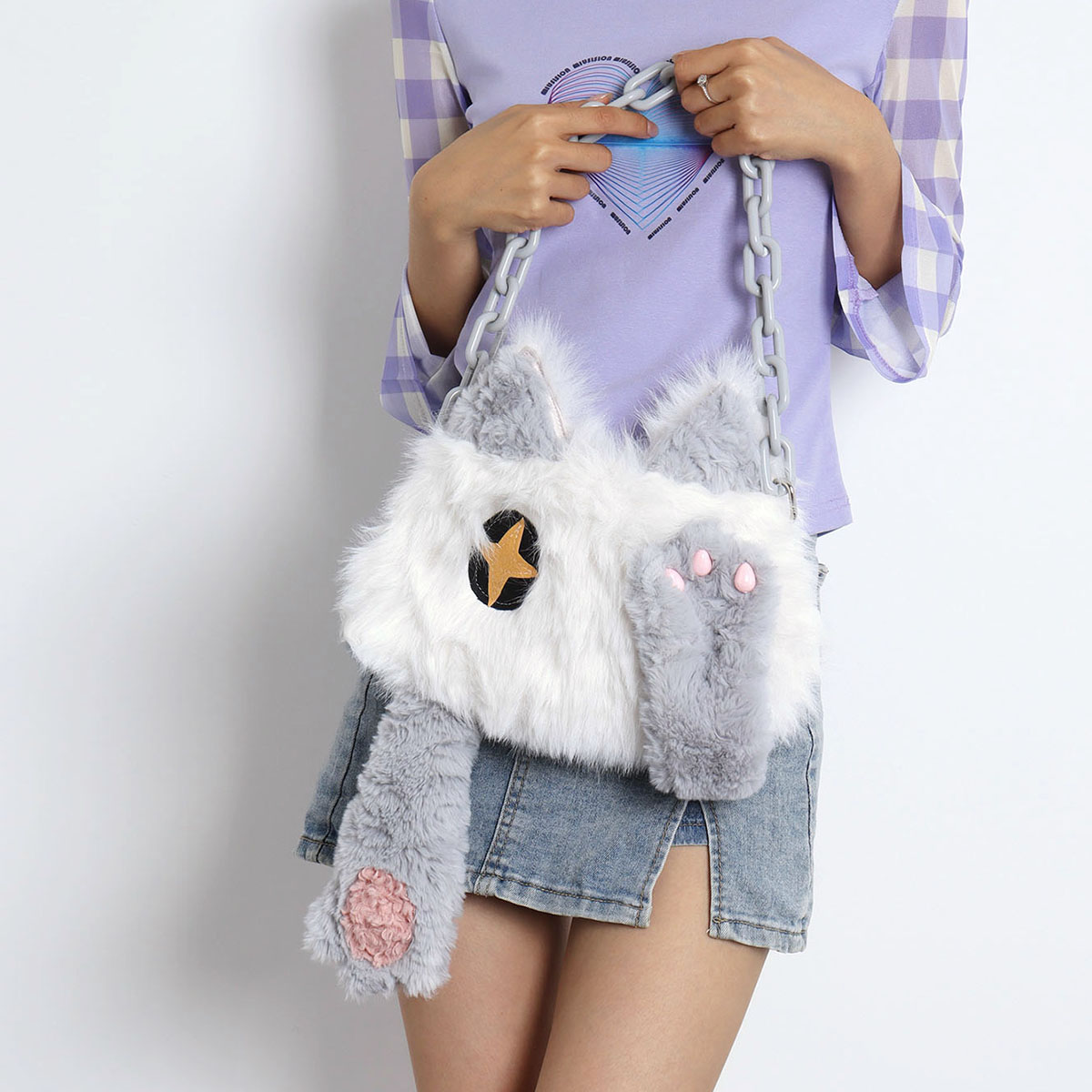 Adorable Plush Orange Cat Crossbody Bag for Women - Soft Face-Covering Shoulder Bag, 2024 Autumn Niche Style Adorable Plush Orange Cat Crossbody Bag for Women - Soft Face-Covering Shoulder Bag, 2024 Autumn Niche Style