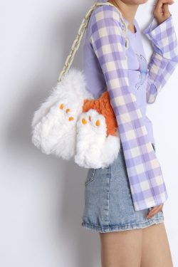Adorable Plush Orange Cat Crossbody Bag for Women - Soft Face-Covering Shoulder Bag, 2024 Autumn Niche Style